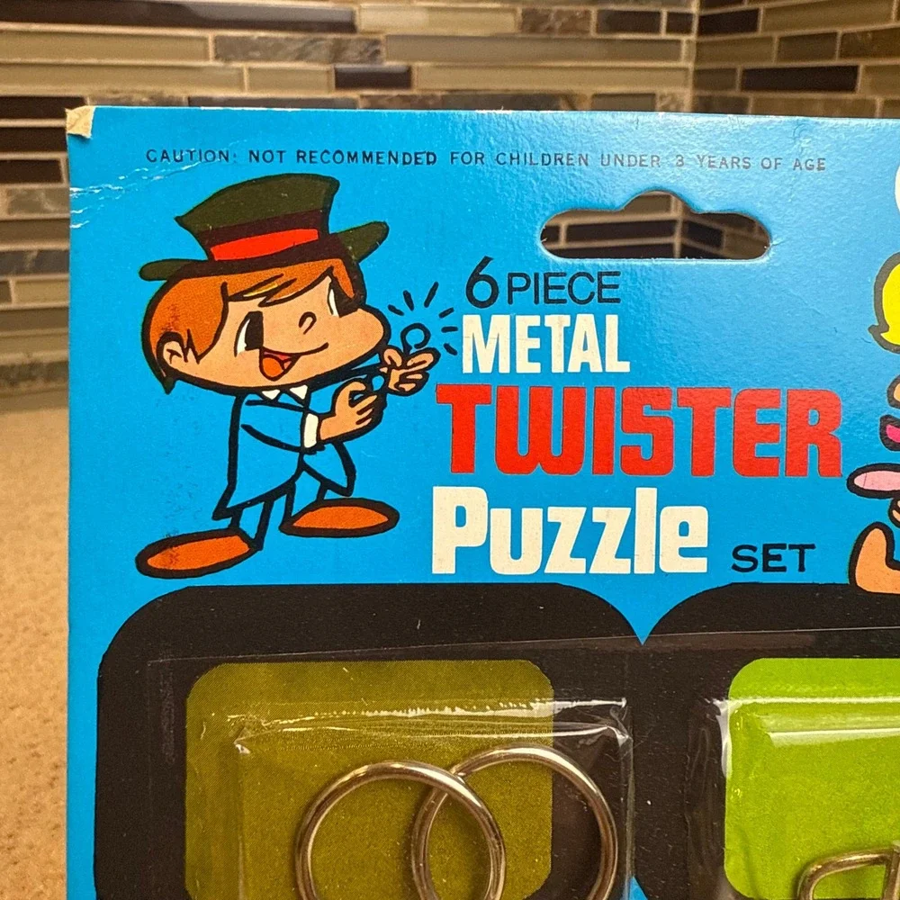 Vintage 1970s Happy-Mates 6pc Metal Twister Puzzles Brain Teaser Retro Novelty